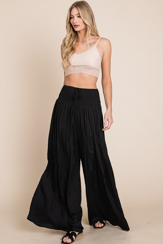 Plus Ruched Waist Wide Resort Pants king-general-store-5710.myshopify.com