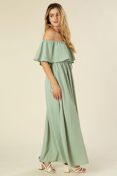 Swiss Dot Off-Shoulder Maxi Dress king-general-store-5710.myshopify.com