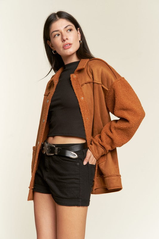 Faux Fur and Suede Jacket king-general-store-5710.myshopify.com