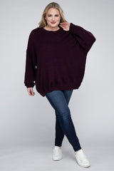 Plus Oversized Round Neck Raw Seam Melange Sweater king-general-store-5710.myshopify.com