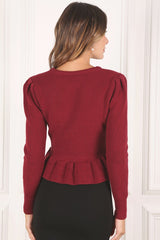 Peplum Round Neck Sweater Top