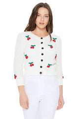 Cherry Crochet Pom Pom Cropped Cardigan Sweater king-general-store-5710.myshopify.com