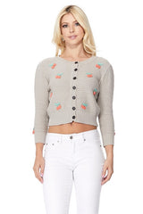 Cherry Crochet Pom Pom Cropped Cardigan Sweater king-general-store-5710.myshopify.com