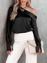 One Shoulder Long Sleeve Blouse