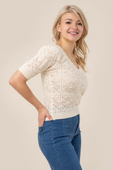 Ivory Crochet Knit Top king-general-store-5710.myshopify.com