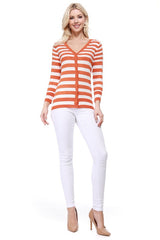 V Neck Striped Spandex Sweater Cardigan king-general-store-5710.myshopify.com