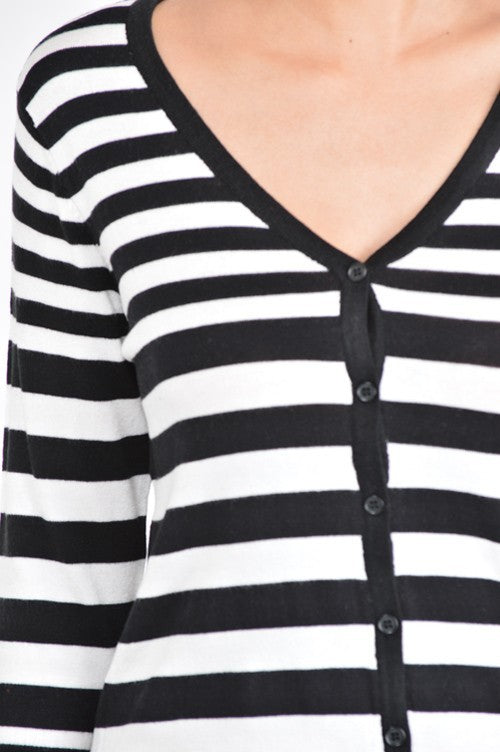 V Neck Striped Spandex Sweater Cardigan king-general-store-5710.myshopify.com