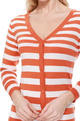 V Neck Striped Spandex Sweater Cardigan king-general-store-5710.myshopify.com