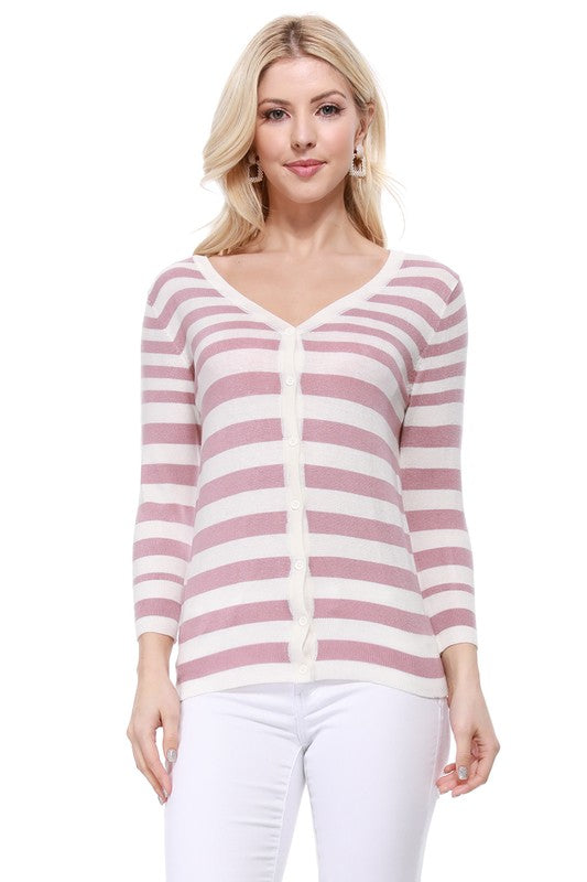 V Neck Striped Spandex Sweater Cardigan king-general-store-5710.myshopify.com