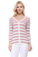 V Neck Striped Spandex Sweater Cardigan king-general-store-5710.myshopify.com