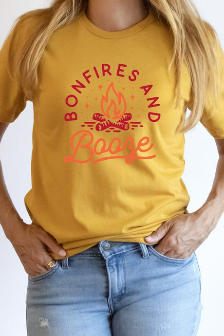 Bonfires and Booze Campfire Summer Fun Graphic Tee king-general-store-5710.myshopify.com