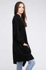 Twist Knitted Open Front Cardigan With Pockets king-general-store-5710.myshopify.com