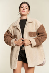 Plus Colorblock Sherpa Jacket king-general-store-5710.myshopify.com