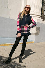 PLAID MIXED HOODIE SWEATSHIRT