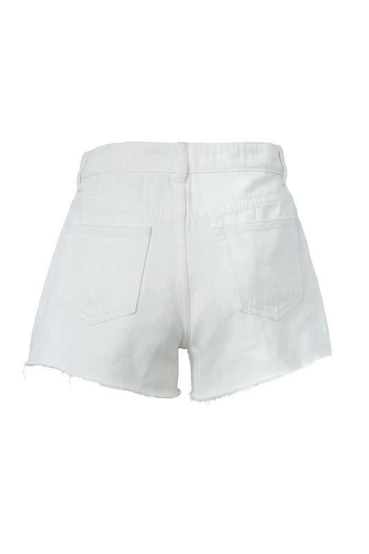 White Distressed Denim Shorts king-general-store-5710.myshopify.com