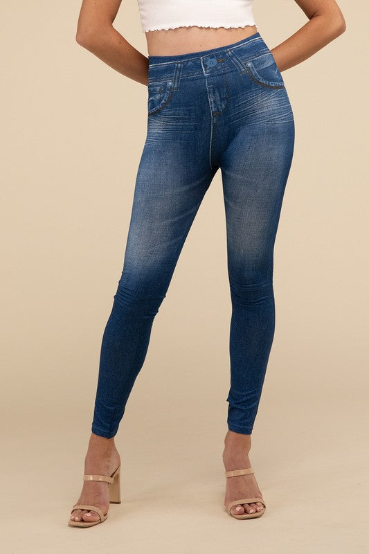 Ankle Length Denim Fitted Leggings