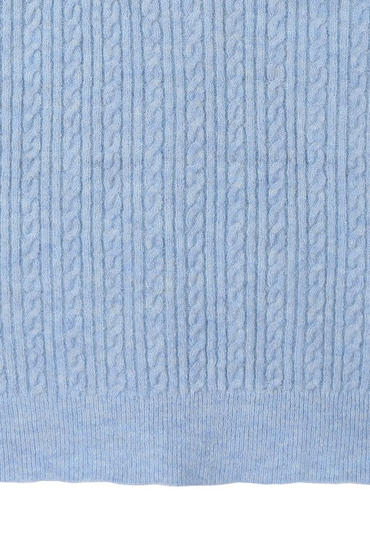 Light Blue Wool Blended Cable Knitted Cardigan king-general-store-5710.myshopify.com