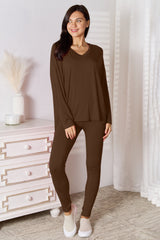 Basic Bae Full Size V-Neck Soft Rayon Long Sleeve Top and Pants Lounge Set king-general-store-5710.myshopify.com