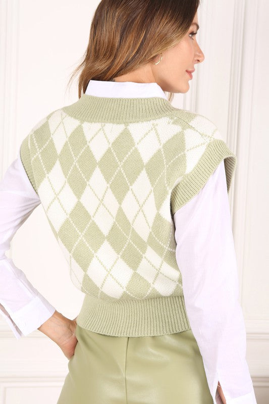 Knitted argyle sweater vest king-general-store-5710.myshopify.com