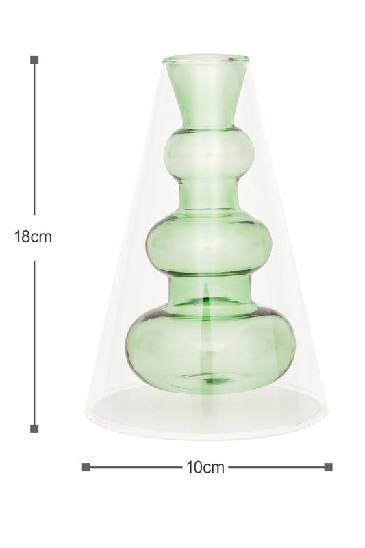 Double Layer Transparent Glass Vase 3pc Set