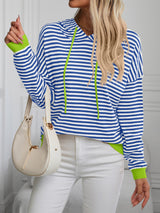 Mandy Striped Long Sleeve Hooded Knit Top