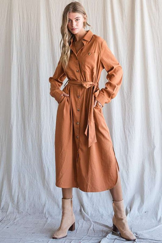 PLUS Button Down Long Shirt Midi Dress king-general-store-5710.myshopify.com