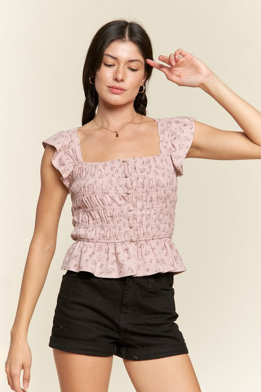 Floral Print Ruffled Top king-general-store-5710.myshopify.com