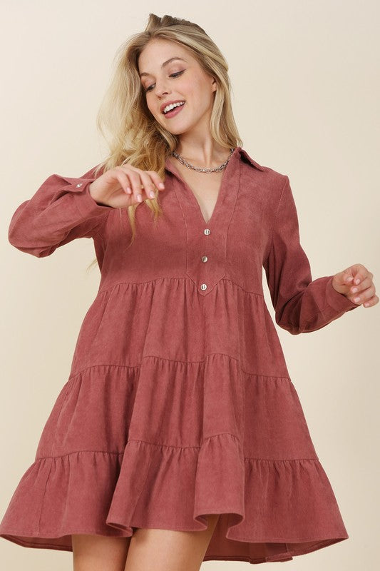 Corduroy Tiered Mini Dress king-general-store-5710.myshopify.com