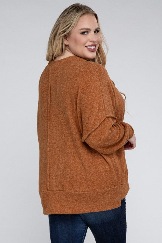 Plus Brushed Melange Drop Shoulder Sweater king-general-store-5710.myshopify.com
