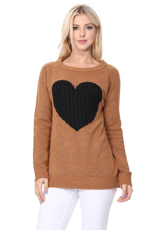 Cozy Heart Jacquard Round Neck Pullover Sweater king-general-store-5710.myshopify.com