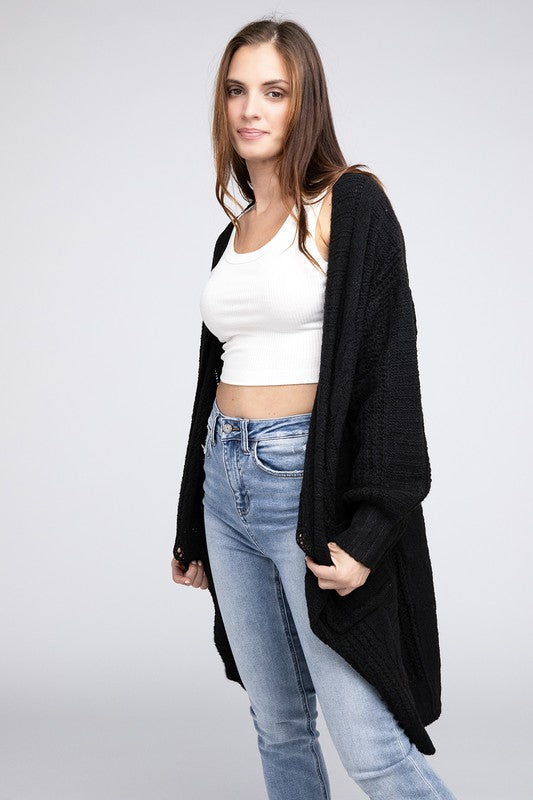 Twist Knitted Open Front Cardigan With Pockets king-general-store-5710.myshopify.com