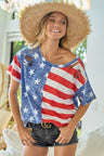 BiBi American Flag Theme Short Sleeve T-Shirt