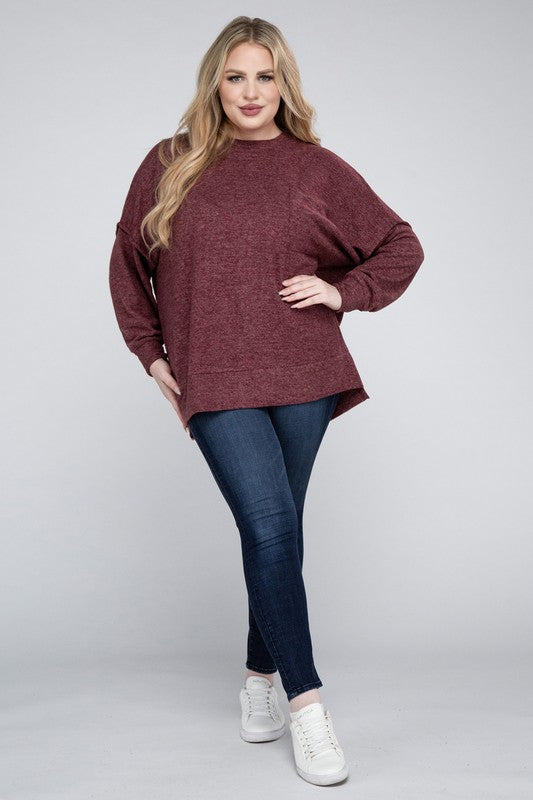 Plus Brushed Melange Drop Shoulder Sweater king-general-store-5710.myshopify.com