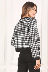 Black Check Knitted Jacket king-general-store-5710.myshopify.com