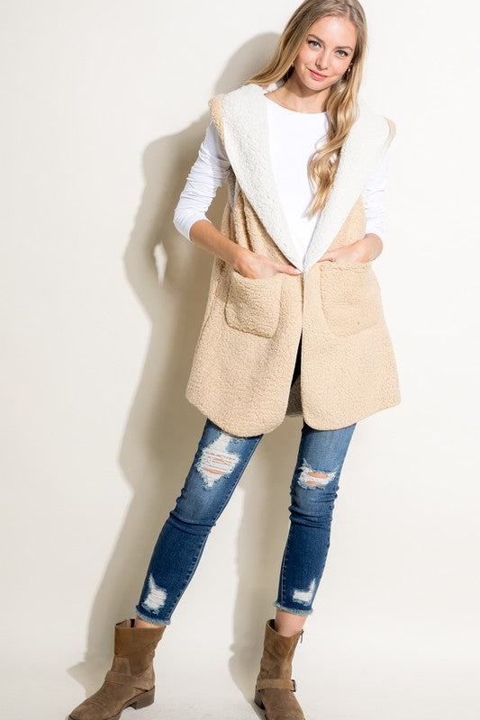 Oversized Sherpa Long Vest