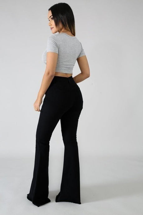 Bell Bottom High Rise Jeans in Black