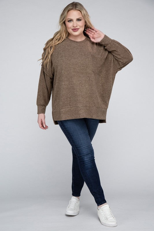 Plus Brushed Melange Drop Shoulder Sweater king-general-store-5710.myshopify.com