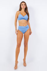 TWO PIECE RUCHED TOP AND BOTTOM HIGH WAISTED BIKINI