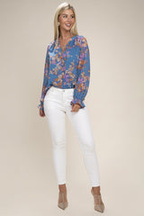 Floral Long Sleeve Chiffon Blouse