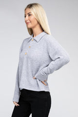 Brushed Melange Hacci Collared Sweater king-general-store-5710.myshopify.com