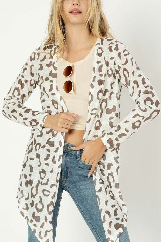 Leopard Open Long Sleeve Cardigan