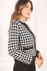 Black Check Knitted Jacket king-general-store-5710.myshopify.com