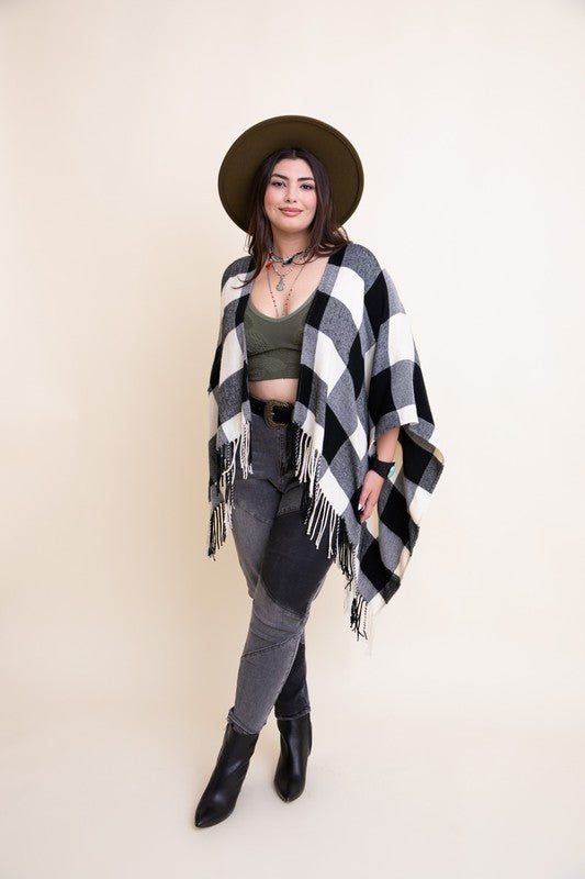 Buffalo Check Tassel Poncho king-general-store-5710.myshopify.com