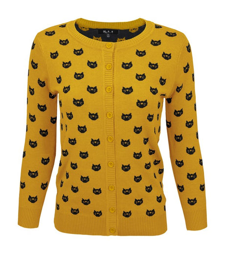 Round Neck Cat Patterned Cardigan Sweater king-general-store-5710.myshopify.com