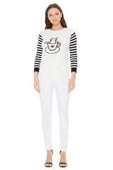 Cute Cat In Cup Jacquard Sweater Top king-general-store-5710.myshopify.com