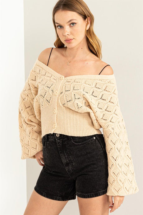 Days Together Pointelle Sweater Cardigan king-general-store-5710.myshopify.com