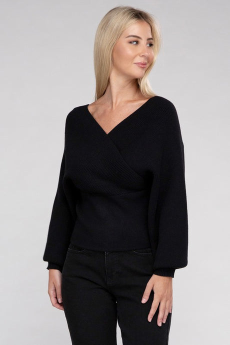 Viscose Cross Wrap Pullover Sweater king-general-store-5710.myshopify.com