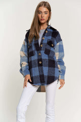 Plaid Chest Pocket Detail Shacket king-general-store-5710.myshopify.com