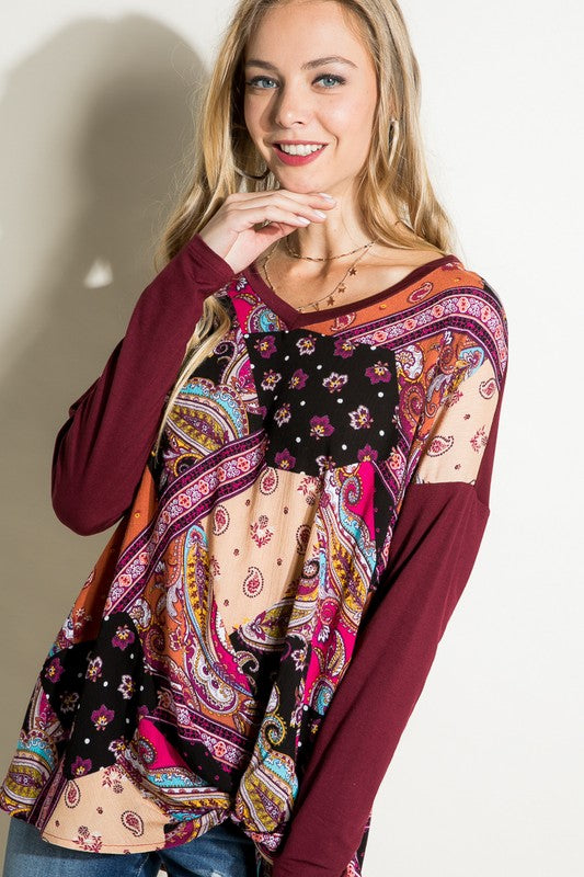 PAISLEY MIXED BOXY TOP