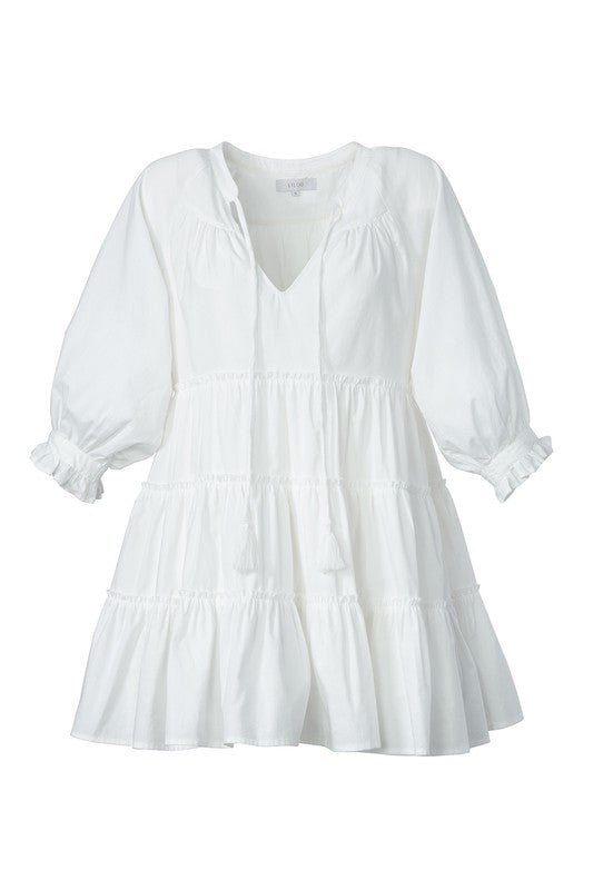 Tiered Mini Dress with Tassel king-general-store-5710.myshopify.com